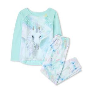 Girls' Big Long Sleeve Unicorn Cloud Pajama PJ Set Size 10
